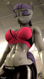 abs anthro anthrofied athletic athletic_anthro athletic_female athletic_wear biceps big_breasts black_clothing bottomwear bra breasts clothing female flexing grey_body gym_bottomwear gym_shorts hair looking_at_viewer low-angle_view muscular muscular_anthro muscular_female navel pink_clothing purple_hair shorts solo sports_bra topwear underwear rejy1 friendship_is_magic hasbro my_little_pony maud_pie_(mlp) earth_pony equid equine horse mammal pony 3d_(artwork) 3d_animation 9:16 animated digital_media_(artwork) hi_res high_framerate no_sound short_playtime source_filmmaker_(artwork) webm