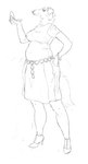 anthro big_breasts bracelet breasts clothed clothing dress female footwear hand_mirror hand_on_hip high_heels holding_mirror holding_object jewelry mirror shoes slightly_chubby slightly_chubby_anthro slightly_chubby_female solo standing tail topwear cettus sonya_stirling-morozova borzoi canid canine canis domestic_dog hunting_dog mammal sighthound 2022 hi_res monochrome sketch