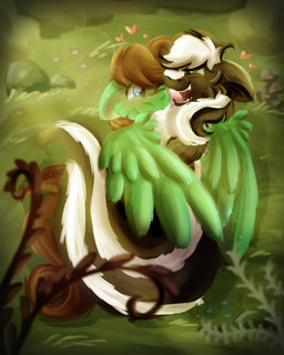 affectionate black_body black_fur black_hair black_mane black_tail blue_eyes brown_hair brown_mane brown_tail comfortable comfy cozy cuddling duo everfree_forest face_lick fangs feral flower forest forest_background fungus fur grass green_body green_eyes green_fur hair happy heart_symbol hearts_around_head hooves hug hugging_another licking male male/male male_feral mane markings multicolored_body multicolored_fur multicolored_hair multicolored_mane mushroom nature nature_background one_eye_closed outside plant rock skunk_tail smile smiling_at_another smiling_at_partner story_included striped_hair striped_markings striped_tail stripes tail tail_markings tail_wrapped_around tail_wrapped_around_body teeth tongue tongue_out tree two_tone_body two_tone_fur two_tone_hair two_tone_mane two_tone_tail using_wings vines white_body white_fur white_hair white_mane white_stripes white_tail wing_hug wings wrapping_around euspuche hasbro my_little_pony mythology fan_character pine_thunderoak zenawa_skunkpony earth_pony equid equine horse hybrid mammal mephitid mythological_creature mythological_equine pegasus pony skunk striped_skunk absurd_res colored digital_media_(artwork) hi_res story story_in_description