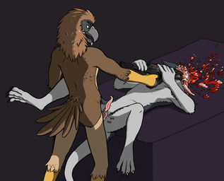 anthro beak blood bodily_fluids brain brain_matter clitoral_hood cum cum_in_vagina cum_inside death duo female genital_fluids genitals gore gore_focus gun gun_play lying male male/female necrophilia on_back organs penetration prehensile_clitoral_hood ranged_weapon sex shotgun smile snuff tail vaginal vaginal_penetration weapon leveretry pirate_eagle accipitrid accipitriform avian bird eagle philippine_eagle sergal hi_res