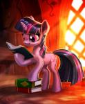 book cutie_mark eyelashes female feral hair horn inside quadruped reading smile solo harwick friendship_is_magic hasbro my_little_pony mythology twilight_sparkle_(mlp) equid equine mammal mythological_creature mythological_equine unicorn 2018 hi_res