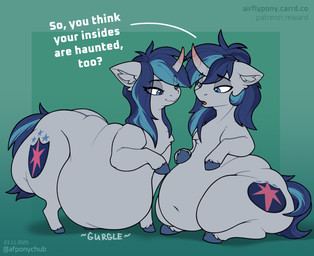 after_transformation after_vore belly big_belly duo female feral horn male overweight overweight_female overweight_male transformation unicorn_horn vore wide_hips airfly-pony friendship_is_magic hasbro my_little_pony mythology shining_armor_(mlp) equid equine mammal mythological_creature mythological_equine unicorn 2025 digital_media_(artwork) hi_res