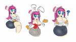 big_breasts blue_eyes bottomwear breasts bunny_costume clothing costume crossed_legs fake_ears fake_rabbit_ears female fishnet_clothing fishnet_legwear floating_hands legwear machine not_furry playboy_outfit simple_background skirt solo white_background hellrice kirby:_planet_robobot kirby_(series) nintendo susie_(kirby) humanoid robot robot_humanoid multiple_images