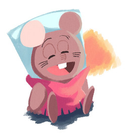 anthro biped brown_body chibi clothed clothing eyes_closed simple_background sitting smile solo hikari_gamba gamba_no_bouken gamba_no_bouken_(series) chuuta mammal mouse murid murine rodent 2023