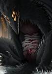 6_eyes ambiguous_gender anthro chest_mouth claws clothing dark_souls feral fromsoftware hi_res monster multi_eye nightmare_fuel open_mouth rib_cage ribs size_difference solo sulyvahn's_beast teeth teeth_showing teratophilia zeptophidia