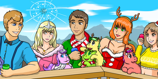 ambiguous_feral ambiguous_gender black_bow_tie blonde_hair blue_clothing blue_shirt blue_topwear bow_tie breasts brown_hair can canned_drink christmas_clothing christmas_headwear cleavage clothed clothed_human clothing container costume dress exposed_belly female female_human feral fur green_body green_clothing green_fur green_hair green_tail green_topwear group hair hat headgear headwear holding_can holding_container holding_object holidays human_focus jewelry large_group light_body light_skin male male_human nature nature_background navel necklace open_mouth pink_body pink_clothing pink_dress pink_fur purple_body purple_fur purple_hair purple_tail red_body red_fur santa_costume santa_hat scarf shirt smile sweater tail tan_body tan_skin topwear yellow_body yellow_clothing yellow_fur yellow_sweater yellow_topwear young young_ambiguous young_feral carpdime christmas fluffy_pony fluffy_pony_(species) human mammal digital_media_(artwork) hi_res shaded