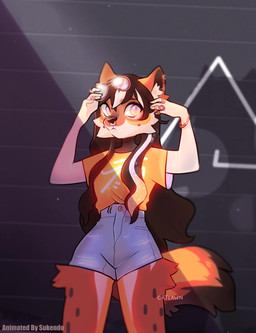anthro female outside pose solo sun warm nekoshiba sukendo hera_(nekoshiba) canid canine dhole mammal 2d_animation 3d_(artwork) animated artist_collaboration digital_media_(artwork) hi_res loop motion_tweening no_sound pinup short_playtime video