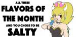 alternate_species blonde_hair breasts clothing crossgender crown ear_piercing female food hair headgear horn humanoid_pointy_ears humanoidized long_hair piercing pointy_ears popsicle red_eyes sea_salt_ice_cream solo spikes super_crown text tongue tryfag bowsette_meme mario_bros nintendo bowser animal_humanoid humanoid koopa scalie 2018 english_text meme