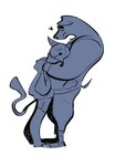 anthro bag bottomwear clothing duo heart_symbol hug hugging_another male male/male resting_head romantic romantic_couple shorts size_difference sweater topwear saintlycharles canid canine canis domestic_cat domestic_dog felid feline felis mammal 2021 hi_res monochrome