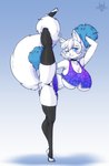 anthro bikini cheerleader_outfit cheerleading_pose clothing female micro_bikini solo swimwear two-piece_swimsuit scorpdk yuki_(yuki_anno) canid canine fox mammal 2024 hi_res