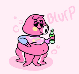 4_legs anthro arms_bent belly beverage_bottle big_belly black_eyes bloated bottle bottomless bottomless_anthro bottomless_female breasts bubble burping cheek_spots chubby_cheeks clothed clothed_anthro clothed_female clothing container eyelashes female hair half-closed_eyes holding_bottle holding_container holding_object narrowed_eyes navel no_pupils non-mammal_breasts non-mammal_navel obese obese_anthro obese_female open_mouth overweight overweight_anthro overweight_female pink_background pink_body pink_clothing pink_hair pink_skin pink_sweater pink_topwear pseudo_hair short_hair simple_background soda_bottle solo standing sweater tentacle_hair tentacle_legs tentacles thin_eyebrows topwear octoguy animal_crossing nintendo marina_(animal_crossing) aquatic cephalopod coleoid mollusk octopodiform octopus 2021 digital_drawing_(artwork) digital_media_(artwork) flat_colors full-length_portrait hi_res portrait