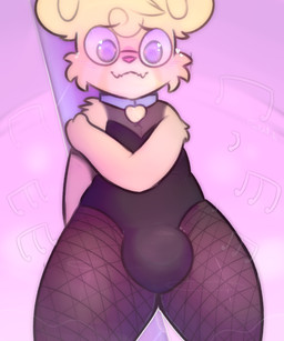 anthro blush blush_lines bulge bunny_costume clothed clothing collar costume eyewear fishnet_clothing fishnet_legwear fur glasses heart_symbol legwear male musical_note musical_symbol musk pole simple_background smile solo stripper_pole symbol thick_thighs wide_hips fatal_dx ailurid mammal red_panda 2021 absurd_res hi_res