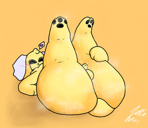 anthro bodily_fluids butt feet genital_fluids genitals humiliation male musk musky_balls musky_butt musky_penis penis precum solo sweat sweaty_butt sweaty_feet thick_thighs zorionaki chikn_nuggit chikn_nuggit_(chikn_nuggit) canid canine canis domestic_dog mammal hi_res