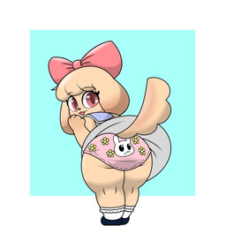 anthro bow_ribbon childish_panties clothing female panties solo underwear young young_anthro young_female milkis2000 canid canine canis domestic_dog mammal 1:1 hi_res