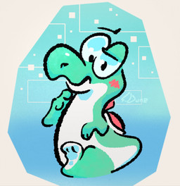 barefoot bent_wrist big_eyes blush countershade_face countershade_paws countershade_tail countershading eyebrows feet green_body male multicolored_body paws questioning_look raised_eyebrow scratching_chin simple_background sitting sitting_on_ground solo tail tiny_arms two_tone_body spooky_dune mario_bros nintendo dinosaur green_yoshi prehistoric_species reptile scalie yoshi hi_res signature