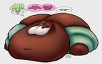 belly big_belly big_breasts big_butt black_outline bottomwear breasts burping butt butt_cleavage clothing dialogue electronics fat_arms female footwear grey_background headphones huge_belly huge_breasts huge_butt hyper hyper_belly hyper_butt kerchief lidded_eyes logo markings midriff mole_(marking) morbidly_obese morbidly_obese_female morbidly_obese_humanoid navel navel_piercing neckwear obese obese_female obese_humanoid offscreen_character outline overweight overweight_female overweight_humanoid pants piercing shirt simple_background sitting solo speech_bubble tank_top text topwear weight_gain white_clothing white_shirt white_tank_top white_topwear solitaryscribbles nintendo splatoon marina_(splatoon) animal_humanoid cephalopod humanoid marine mollusk mollusk_humanoid octarian octoling 2023 absurd_res artist_logo digital_media_(artwork) english_text hi_res
