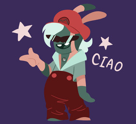 anthro bangs bent_arm black_eyewear black_sunglasses blue_body blue_clothing blue_fur blue_hair blue_shirt blue_tongue blue_topwear bottomwear buckteeth button_(fastener) chest_gem clothed clothed_anthro clothed_male clothing dialogue eyewear fully_clothed fully_clothed_anthro fully_clothed_male fur fusion gem gesture hair hand_gesture hat headgear headwear light long_ears male male_anthro medium_hair mitten_hands multicolored_body multicolored_fur noseless pants pointing purple_background red_bottomwear red_clothing red_hat red_headwear red_pants shirt simple_background solo standing star_(shape) straight_arm straight_legs sunglasses teeth text tongue topwear insert-thenewbl-here cartoon_network mario_bros mario_plus_rabbids_kingdom_battle mario_plus_rabbids_sparks_of_hope nintendo raving_rabbids rayman_(series) steven_universe ubisoft rabbid_mario rabbid_rosalina clay_(species) fan_species gem_(species) hybrid lagomorph mammal rabbid 2024 colored crossover digital_drawing_(artwork) digital_media_(artwork) english_description full-length_portrait italian_text lighting lineless portrait