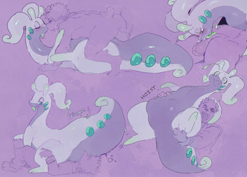 ambiguous_gender ambiguous_penetration anthro biped blush duo erection french_kissing fur genitals green_body green_eyes hair kissing lying male male_penetrating on_back on_ground oral oral_penetration penetration penile penile_penetration penis purple_body sex short_tail sound_effects tail goonie-san nintendo pokemon goon_(goonie_san) canid canine canis domestic_dog generation_6_pokemon goodra mammal pokemon_(species) hi_res