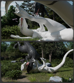 anus bite dialogue female genitals male male/female neck_bite outside page_number plant rock shocked tree vulva thatman jinnoaka_(modeler) blender_(copyright) forest_fun_(thatman) x_(thatman_23) xaria_(thatman_23) dinosaur interceptor prehistoric_species reptile scalie blender_(artwork) blender_cycles_(artwork) comic digital_media_(artwork) hi_res
