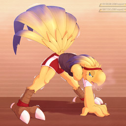 amputated_arms amputee ankle_band anthro ass_up athletic athletic_male athletic_wear avian_feet bandage bandaged_arm beak blue_eyes bodily_fluids bottomwear claws clothing disability exercise exercise_clothing feathered_crest feathered_tail feathers feet fitness head_crest male missing_arm missing_limb open_mouth shirt shorts simple_background solo sweat sweatdrop sweaty_clothing sweaty_legs tail tail_feathers talons tank_top toes topwear workout vogold final_fantasy square_enix avian bird chocobo 1:1 digital_media_(artwork) signature