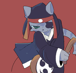 anthro asian_clothing black_clothing black_headdress black_kimono bottomwear clothing east_asian_clothing eye_patch eyewear fangs green_eyes holding_drum holding_drumstick holding_object holding_stick japanese_clothing kimono looking_down male pants red_background red_bottomwear red_clothing red_pants serious simple_background solo stick tail teeth tomoe_(symbol) triple_tomoe young young_anthro young_male shinogiu bemani konami pop'n_music pop'n_music_9 kagetora_(pop'n_music) felid mammal pantherine tiger