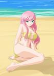 alternate_species beach big_breasts bikini blue_eyes breasts cleavage clothed clothing detailed_background female hair humanized looking_at_viewer navel not_furry outside pink_hair pose sand seaside skimpy solo swimwear two-piece_swimsuit water zantyarz friendship_is_magic hasbro my_little_pony fluttershy_(mlp) human mammal absurd_res hi_res