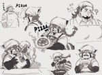 anthro blush braided_hair braided_ponytail cooking duo food hair kerchief long_hair male pizza ponytail slightly_chubby spatula tools young ta_me_ba lifewonders tokyo_afterschool_summoners boogeyman_(tas) zhurong_(tas) ailurid human mammal red_panda hi_res multiple_images