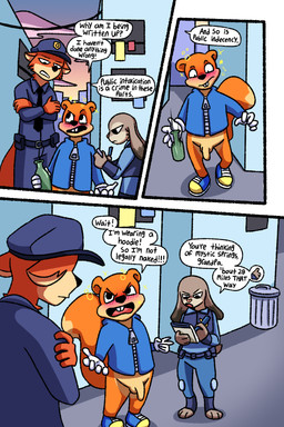 3_panel_comic 3_toes 5_fingers alcohol alley angry annoyed anthro balls barefoot beer belt beverage black_nose blush blush_lines bottle bottomless bottomless_anthro bottomless_male buckteeth building bulletproof_vest casual_exposure casual_nudity city city_background clothed clothed_anthro clothed_female clothed_male clothing cloud container crossed_arms dialogue dipstick_tail drunk evening feet female female_anthro fingers flaccid footwear fur genitals gesture glass_bottle gloves grey_body grey_fur group half_naked hand_gesture handwear hanging_clothing holding_object hoodie male male_anthro markings multicolored_body multicolored_fur necktie note_pad notebook orange_body orange_fur pantsless pantsless_anthro pantsless_male partially_clothed partially_clothed_anthro partially_clothed_male pen penis pink_nose pointing police police_hat police_officer police_uniform power_lines public public_indecency public_nudity scut_tail shoes short_tail speech_bubble squirrel_tail substance_intoxication sunset tail tail_markings tan_body tan_fur teeth text toes tongue topwear trash_can trio uniform utility_belt window zipper deerkid conker's_bad_fur_day disney rareware zootopia conker judy_hopps nick_wilde canid canine canis eurasian_red_squirrel european_rabbit fox lagomorph leporid mammal oryctolagus rabbit red_fox rodent sciurid tree_squirrel true_fox 2:3 absurd_res comic crossover english_text hi_res