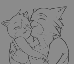 acting_like_a_cat anthro duo face_lick female good_parenting holding_another licking male tongue ghozt lucy_(ghozt) owen_(ghozt) domestic_cat felid feline felis mammal monochrome mother_(lore) mother_and_child_(lore) mother_and_son_(lore) parent_(lore) parent_and_child_(lore) parent_and_son_(lore) son_(lore)