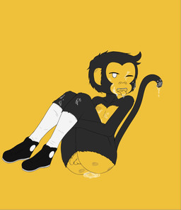 after_sex anthro bite_mark bodily_fluids clothing cum cum_in_ass cum_in_tail cum_inside cum_on_chest cum_on_face cum_on_leg footwear genital_fluids male shoes skinny sneakers socks solo kar0ha monkey_papas haplorhine mammal monkey primate absurd_res hi_res