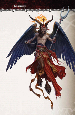 clothed clothing dagger feathered_wings feathers horn male melee_weapon robe solo staff topless weapon wings unknown_artist dungeons_and_dragons hasbro paizo pathfinder wizards_of_the_coast baphomet_(deity) bovid caprine caprine_demon deity demon goat_demon mammal absurd_res hi_res official_art