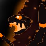 ambiguous_gender black_and_orange black_background black_body glowing no_sclera not_furry open_mouth orange_eyes pupils roaring rock simple_background snout solo spikes teeth white_pupils yelling crisus nintendo pokemon elemental_creature generation_8_pokemon gigantamax_coalossal gigantamax_pokemon mineral_fauna pokemon_(species) rock_creature 1:1 2019 digital_drawing_(artwork) digital_media_(artwork) headshot_portrait icon monochrome portrait