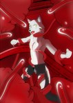 1990s_theme anthro male shirtless solo suggestive tentacles tentacles_around_legs tentacles_everywhere tentacles_on_male wet wet_body silverbunny canid canine canis mammal wolf