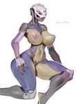 areola breasts cybernetics female genitals machine navel nipples not_furry nude pussy simple_background solo johnfoxart destiny_(video_game) destiny_2 ex exo_stranger cyborg exo humanoid robot robot_humanoid 2023 hi_res