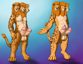 3_heads anthro anthro_to_inanimate balls before_and_after erection genitals gradient humanoid_genitalia humanoid_penis inanimate_transformation inflatable inflatable_valve male mane multi_genitalia multi_head multi_penis nozzle nude penis pool_toy solo transformation lugus pythos animate_inanimate cheetah felid feline hybrid lion living_inflatable mammal pantherine
