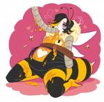 arms_tied bdsm bee_costume belly big_belly blush bondage bound heart_symbol inflation male restraints rope rope_bondage solo submissive submissive_male wings hotlegmeme undertale undertale_(series) mettaton arthropod bee hymenopteran insect hi_res