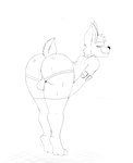 anthro anus balls big_butt butt clothed clothing collar fur genitals looking_back male money nude simple_background smile solo stripper thick_thighs komodo89 ych_(character) slutty_clothing absurd_res digital_media_(artwork) hi_res monochrome