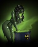 abs barrel black_hair breasts container cup drinking facial_markings female hair head_markings markings not_furry nude radioactive slime solo toxic marauder6272 godzilla_(series) toho hedorah kaiju