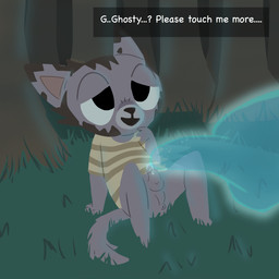 anthro anus balls bodily_fluids bottomless clothed clothing cum ears_back erection forest fur genital_fluids genitals grass half-closed_eyes male male_focus narrowed_eyes open_mouth outside penis perineum pivoted_ears plant shirt shy sitting size_difference smile spread_legs spreading text topwear touching_penis tree young young_anthro conditional_dnp muffinlewds ghost_giant louis_(ghost_giant) domestic_cat felid feline felis ghost mammal spirit 1:1 2019 english_text hi_res