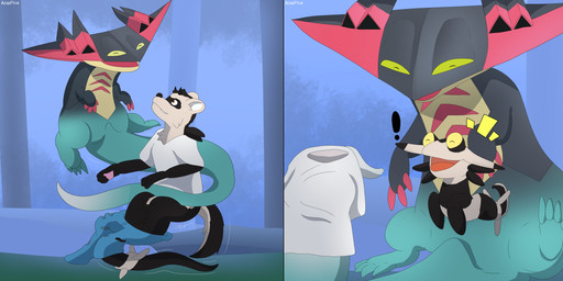 anthro mid_transformation species_transformation transformation alsoflick nintendo pokemon haze dragapult dreepy generation_8_pokemon ghost pokemon_(species) spirit absurd_res hi_res