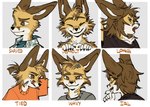 5_fingers anthro brown_hair claws clothed clothing countershade_face countershade_fur countershade_neck countershading eyebrows eyes_closed fingers fur hair male open_mouth open_smile smile solo hemuchang furry_hairstyle_challenge shin_fennec_(hemuchang) canid canine fennec_fox fox mammal true_fox hi_res