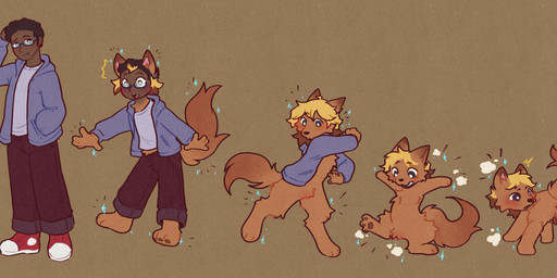 animal_genitalia anthro canine_genitalia clothed clothing female feral genitals male pawpads transformation conditional_dnp viotailed furry_scale canid human mammal absurd_res hi_res