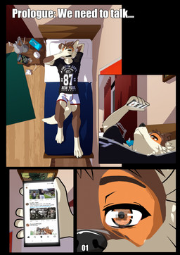 anthro bed bedroom bottomwear cellphone clothing electronics furniture lamp looking_at_object looking_at_phone lying male on_back on_bed phone pillow reflection_in_eyes shirt smartphone social_media solo text topwear ariesartist matthew_(ariesartist) border_collie canid canine canis collie domestic_dog herding_dog mammal pastoral_dog sheepdog 3d_(artwork) absurd_res blender_(artwork) comic digital_media_(artwork) english_text hi_res