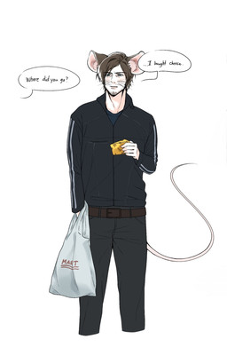 5_fingers answering asking asking_another beard belt bent_arm black_bottomwear black_clothing black_eyebrows black_jacket black_pants black_topwear blue_clothing blue_eyes blue_shirt blue_topwear bottomwear brown_belt brown_ears brown_hair clothed clothed_humanoid clothed_male clothing dialogue eyebrow_through_hair eyebrows facial_hair fingers fully_clothed fully_clothed_humanoid fully_clothed_male hair holding_cheese holding_shopping_bag humanoidized inner_ear_fluff jacket light long_tail male male_humanoid offscreen_character open_mouth pants pockets question rat_ears shirt short_hair solo speech_bubble standing straight_arm stubble tail talking_to_another tan_inner_ear_fluff tan_tail text topwear translucent translucent_hair tuft whiskers chesue00 capcom resident_evil leon_kennedy animal_humanoid humanoid mammal mammal_humanoid murid murid_humanoid murine murine_humanoid rat_humanoid rodent rodent_humanoid tailed_humanoid 2024 artist_name colored digital_drawing_(artwork) digital_media_(artwork) english_description english_text hi_res lighting shaded