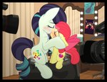 adult_on_young age_difference black_border border camera dildo dressing_room duo female female/female feral feral_on_feral intraspecies kissing older_female sex_toy size_difference sybian vibrator young young_female young_feral younger_female sherathoz friendship_is_magic hasbro my_little_pony apple_bloom_(mlp) coloratura_(mlp) earth_pony equid equine horse mammal pony hi_res