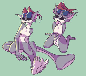 eyewear eyewear_on_head feet female foot_fetish foot_focus goggles goggles_on_head hair nude nude_female red_hair solo tongue tongue_out unsuscaterpillar chill_(unsuscaterpillar) chipmunk flying_squirrel ground_squirrel humanoid mammal rodent sciurid ) absurd_res hi_res