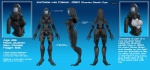 breasts butt clothing female nipples not_furry side_view simple_background solo suit text turnaround teqa bioware electronic_arts mass_effect iria'galos_vas_calosa alien alien_humanoid humanoid quarian english_text hi_res model_sheet