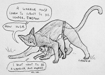 adult_on_child adult_on_young age_difference ambiguous_gender animal_genitalia animal_penis ass_up authority_figure bodily_fluids coercion dialogue doggystyle duo explicitly_stated_nonconsent eyes_closed feline_genitalia feline_penis feral forced from_behind_position genitals gynomorph imminent_sex intersex looking_at_another looking_at_partner male male/ambiguous open_mouth penis raised_tail rape scared sex shush size_difference speech_bubble tail teacher_on_student tears young coyfang10 warriors_(book_series) bluestar_(warriors) firestar_(warriors) domestic_cat felid feline felis mammal absurd_res hi_res
