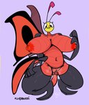 2022 antennae_(anatomy) anthro areola arthropod arthropod_abdomen best_fiends big_breasts bodily_fluids breasts butterfly crouching dripping fangs female flufflebuzz genital_fluids genitals hands_behind_back hi_res huge_breasts insect insect_wings jojo_(best_fiends) lepidopteran looking_down multi_arm multi_limb navel nipples non-mammal_breasts non-mammal_nipples nude pussy pussy_juice_drip pussy_juice_string red_areola red_nipples solo sweat teeth thick_thighs toony vaginal_fluids wings