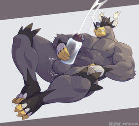 3_toes 5_fingers abs anthro balls big_muscles big_penis black_body bodily_fluids claws clenched_teeth cum cum_in_sex_toy cum_string cumshot ejaculation erection feet fingers genital_fluids genitals hand_on_penis holding_object holding_penetrable_sex_toy holding_sex_toy huge_muscles lying male masturbation muscular muscular_anthro muscular_male nipples nude nude_anthro on_back orgasm pecs penetrable_sex_toy penetration penile penile_masturbation penis sex_toy solo spikes spikes_(anatomy) teeth thick_thighs toe_claws toes toying_self vein veiny_penis white_body yellow_body voviat nintendo pokemon bear generation_8_pokemon legendary_pokemon mammal pokemon_(species) single_strike_style_urshifu urshifu hi_res